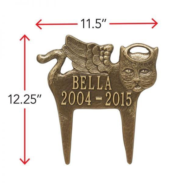 Guardian Angel Pet Cat Memorial Lawn Plaque-Black/Gold - Image 2